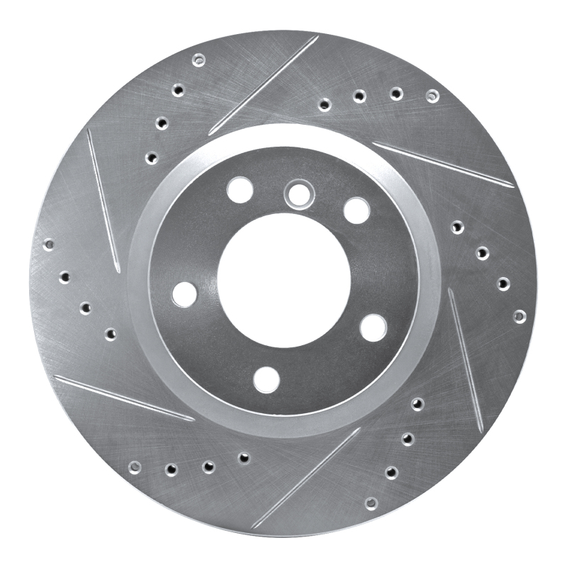 BMW Z3 Brake Rotor (1) - Right Front - R1 Concepts - Drilled & Slotted - Silver - `95-`02